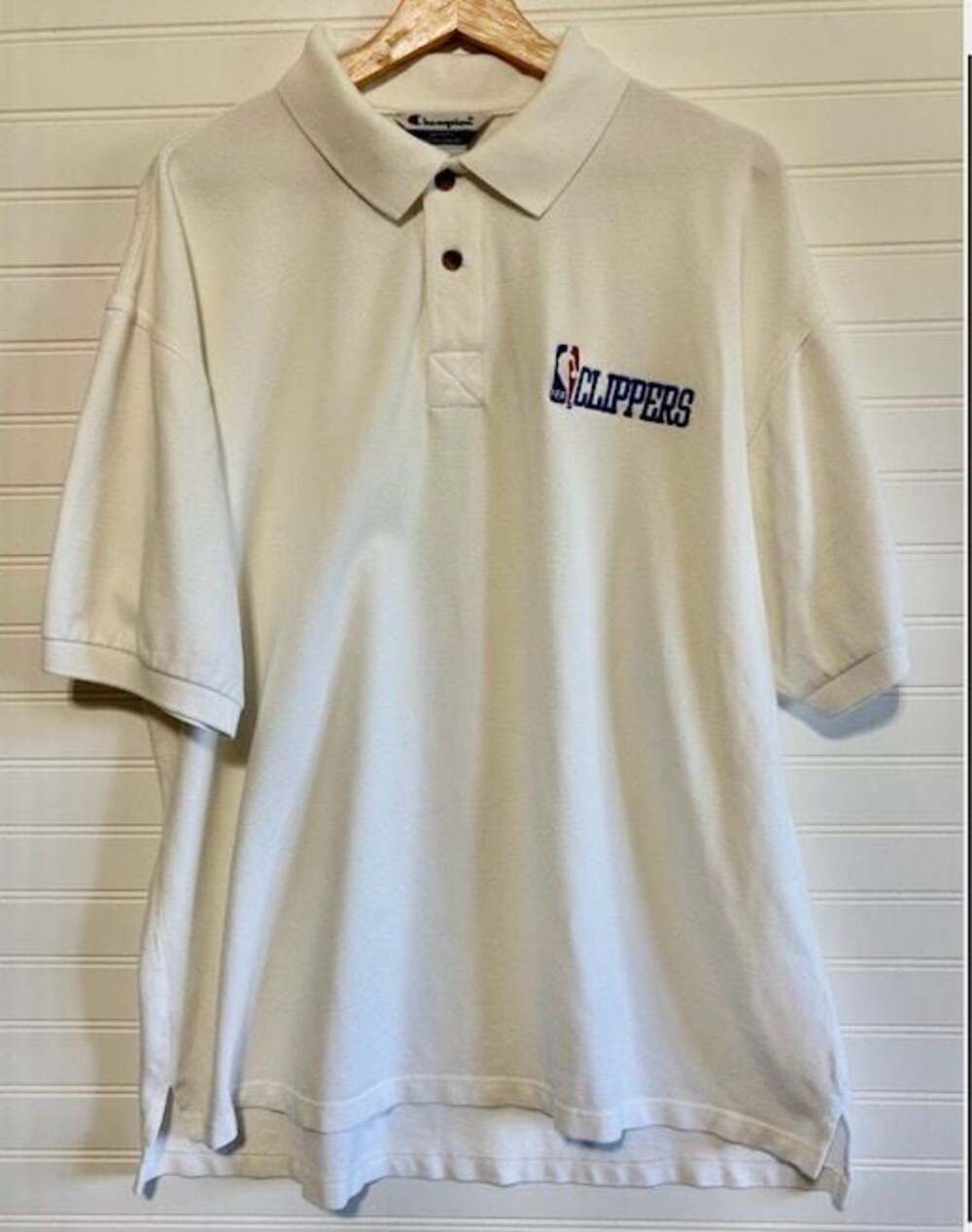 Vintage Champion NBA Los Angeles Clippers Polo Shirt White XL Sports Streewear